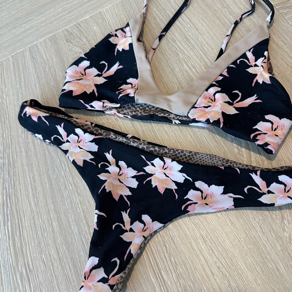 Acacia swimwear aloha print top and bottom